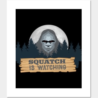 Vintage Design Bigfoot is Watching - Camping Moon Bigfoot product Posters and Art